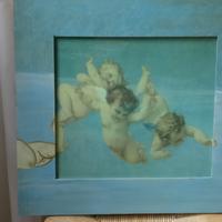 Michelangelo:Quadro legno dipinto mano cm.41x43