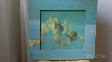 Michelangelo:Quadro legno dipinto mano cm.41x43