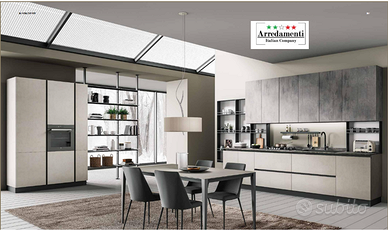 CUCINA COMPONIBILE LINEARE SU MISURA TAVOLO+SEDIE