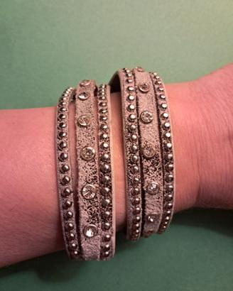 bracciale in pelle con strass