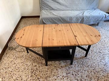 Tavolino con ali ribaltabili in pino e nero