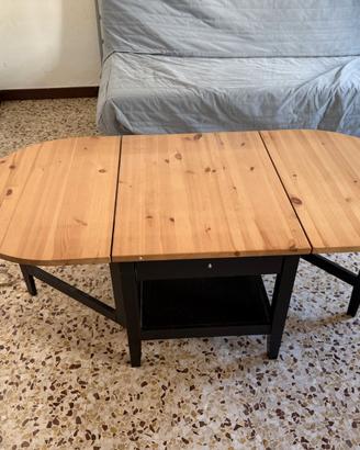 Tavolino con ali ribaltabili in pino e nero