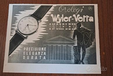 Pubblicità Orologi Wyler-Vetta Incaflex (1947)