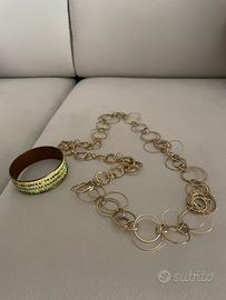 Set Bracciale Rigido e Collana Anelli Oro Donna