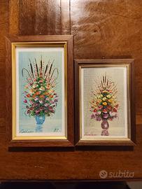 Coppia Quadri Vintage Fiori Giuseppe Forlani 