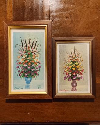 Coppia Quadri Vintage Fiori Giuseppe Forlani 