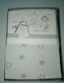 set lenzuola lettino con sbarre e copertina 