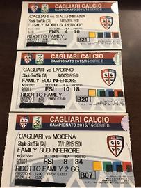 Cagliari Calcio 3 Biglietti Serie B 2015/16