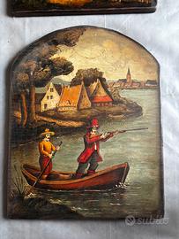 Coppia quadri vintage su legno