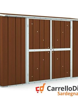 Casetta in lamiera esterno 307x100cm legno scuro
