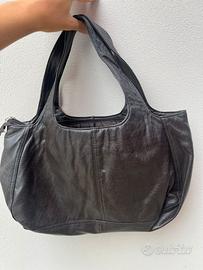 Borsa pelle vera nera donna