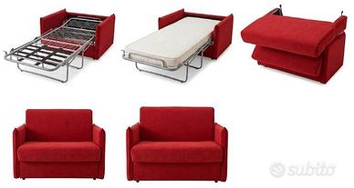 Poltrona letto singola rossa materasso confort 14