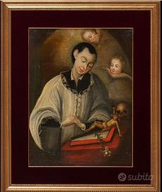 SAN LUIGI GONZAGA XIX SECOLO OLIO SU TELA/TAVOLA