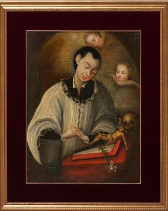 SAN LUIGI GONZAGA XIX SECOLO OLIO SU TELA/TAVOLA