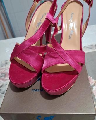Sandali Donna raso fucsia made in Italy 40