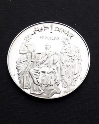 ARGENTO 1 dinaro 1969 Virgilio TUNISIA FDC PROOF
