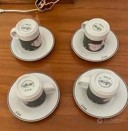 4 Tazze da Caffè in Porcellana con Piattino Nims