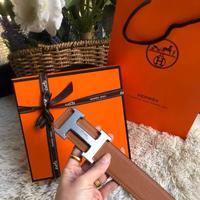 Cintura da uomo Hermès, marrone con fibbia argenta