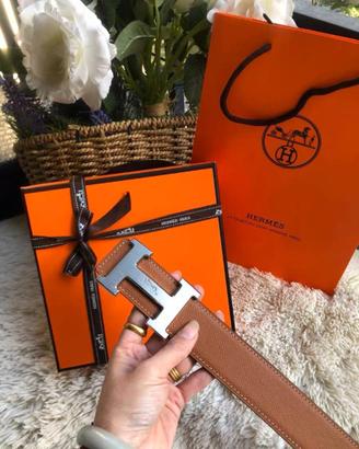 Cintura da uomo Hermès, marrone con fibbia argenta