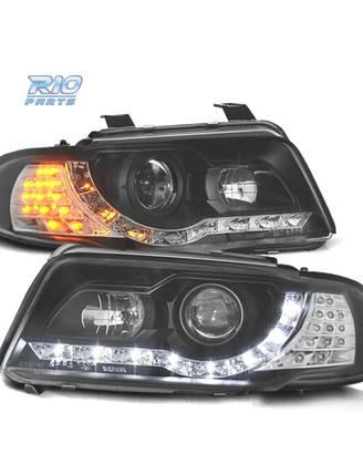 FARI AUDI A4 B5 99-01 LUCE DIURNA A LED FONDO NERO