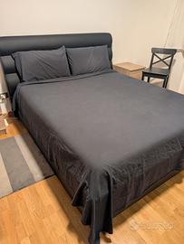 Letto matrimoniale contenitore in similpelle nero 