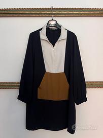 Camicia Mini abito con zip e tasca anteriori