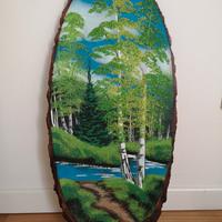 Dipinto russo su tronco d'albero