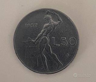 50 Lire Vulcano 1957 Repubblica Italiana Moneta