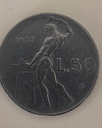 50 Lire Vulcano 1957 Repubblica Italiana Moneta