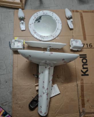 set completo lavandino POZZI anni 60 floreale