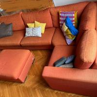 Divano sfoderabile Poltronesofà angolare con Pouf