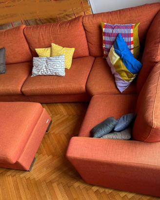 Divano sfoderabile Poltronesofà angolare con Pouf
