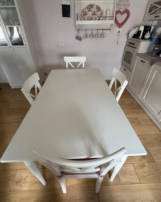 TAVOLO DA CUCINA ALLUNGABILE IN LEGNO BIANCO