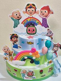 Torta compleanno finta Cocomelon 