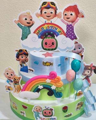 Torta compleanno finta Cocomelon 