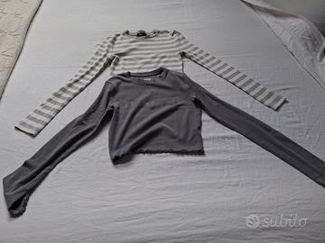 set 2 maglie in cotone ragazza manica lunga
