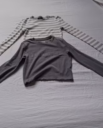 set 2 maglie in cotone ragazza manica lunga