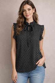 Blusa nera a pois-Taglia XL/XXL