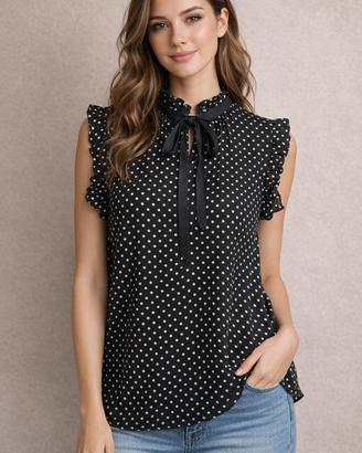 Blusa nera a pois-Taglia XL/XXL