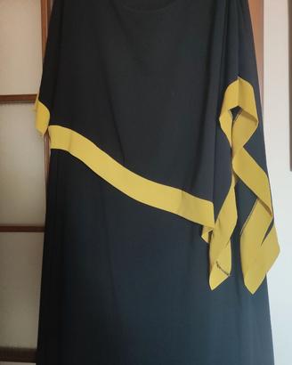 Vestito elegante nero con bordi gialli