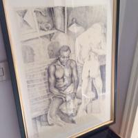 Attardi Ugo litografia " La sconfitta" vintage