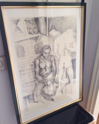 Attardi Ugo litografia " La sconfitta" vintage