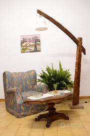 Lampada piantana artigianale iroko