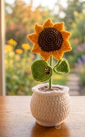Girasole in vaso all'uncinetto 