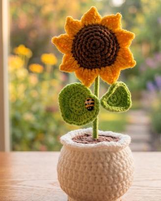 Girasole in vaso all'uncinetto 