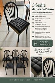 5 sedie da sala da pranzo – set completo