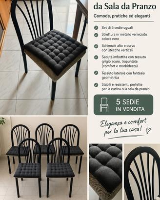 5 sedie da sala da pranzo – set completo