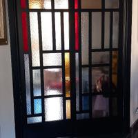 PORTA SCORREVOLE VETRI CATTEDRALE STILE MONDRIAN