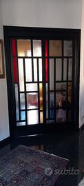 PORTA SCORREVOLE VETRI CATTEDRALE STILE MONDRIAN