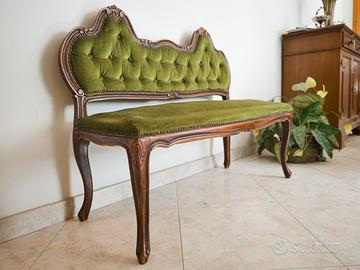 Panca in legno e velluto